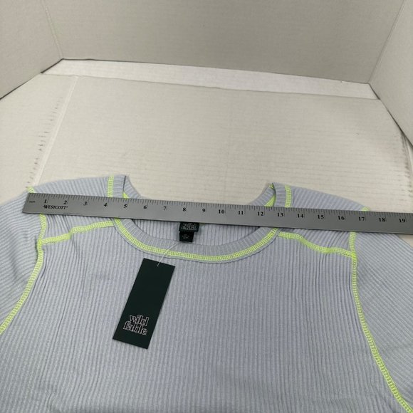 Wild Fable Women's Size 3X Long Sleeve Slim Fit Baby Ribbed Tee Shirt Blue New - Picture 7 of 13